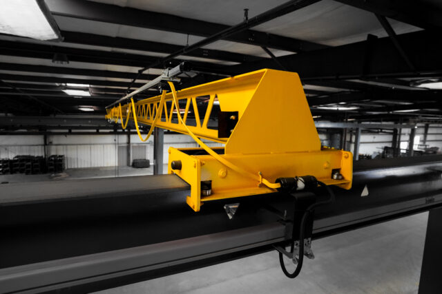 1 ton pwi ultra lite bridge crane starke vs hoist in trailer manufacturing setting 7