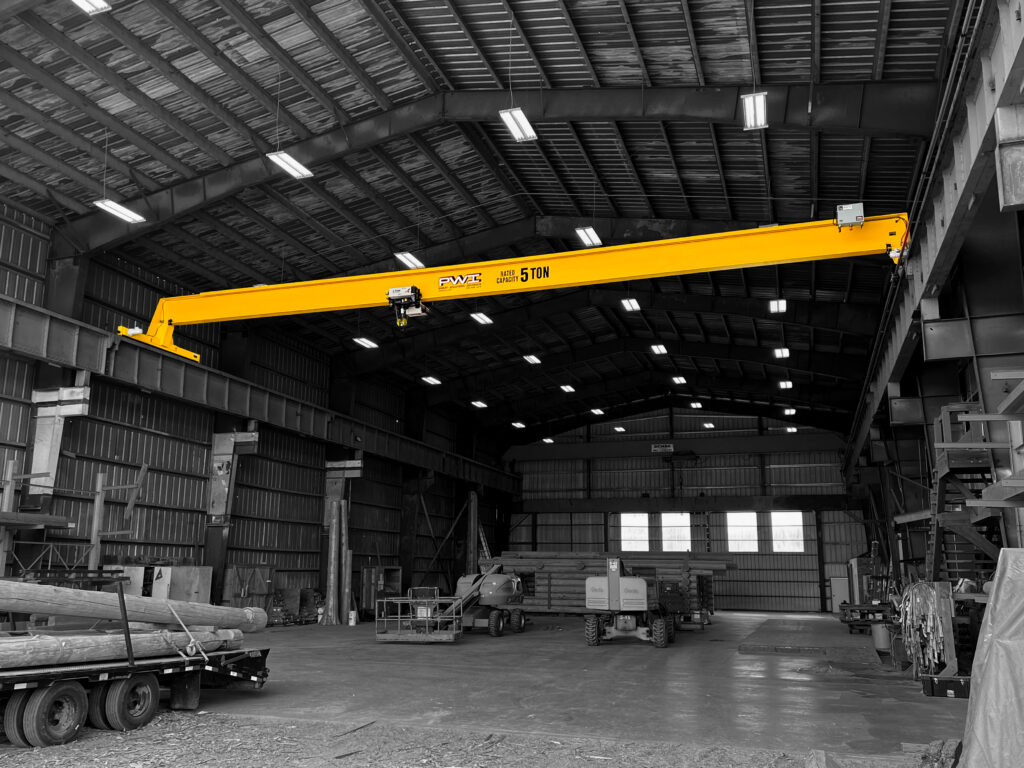 5 ton pwi top running motorized bridge crane wire rope hoist logging yard 2