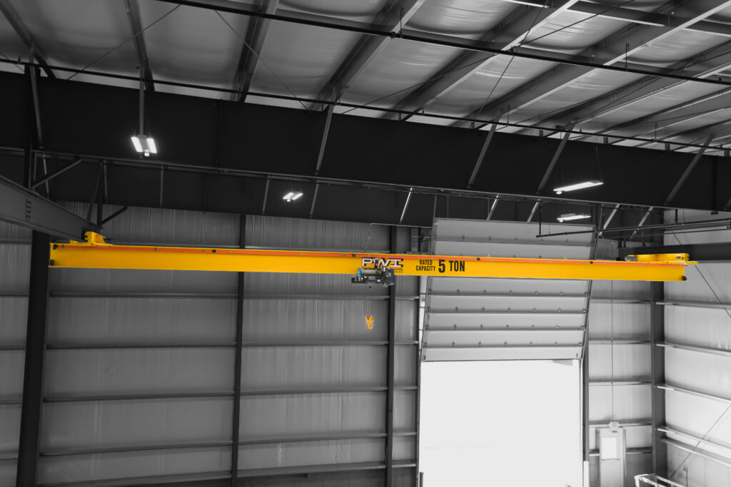 5 ton pwi underhung motorized bridge crane shawbox wire rope hoist in manufacturing setting 3