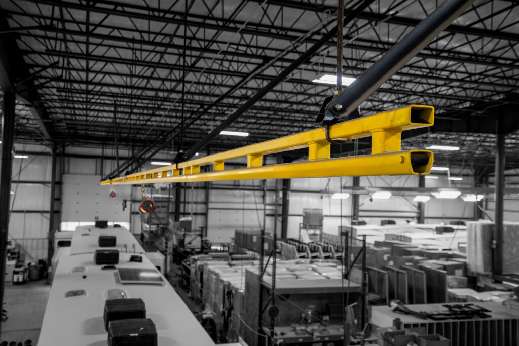 ceiling mounted fall protection system 3m protecta srl in rv manufacturing setting 3