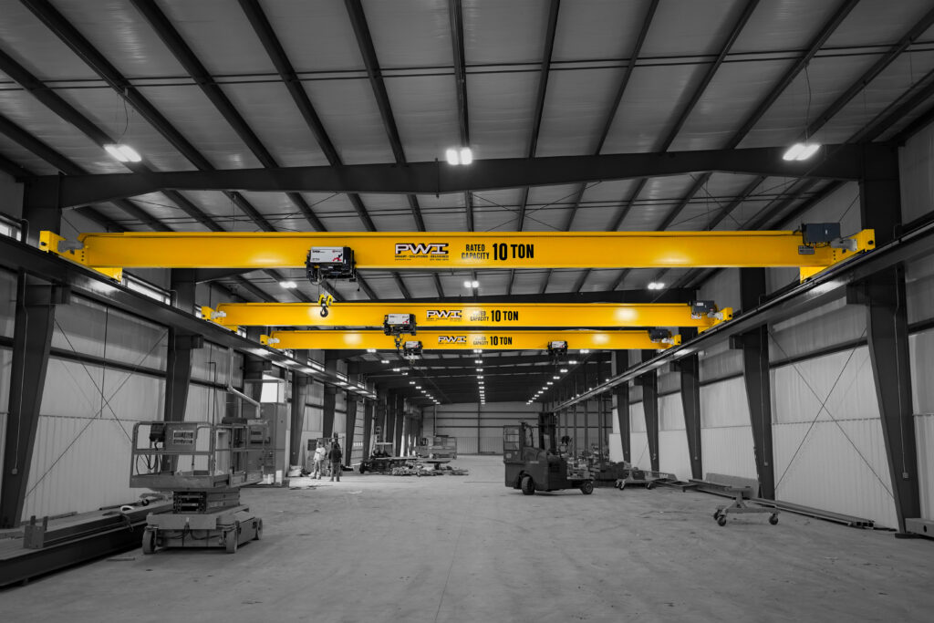 multiple 3 ton column supported top running motorized bridge cranes starke wire rope hoists in manufacturing setting 1