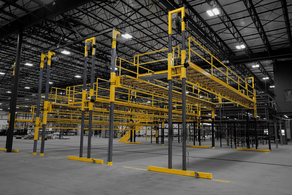 rolling work platforms starke stk hoist in rv manufacturing setting 1